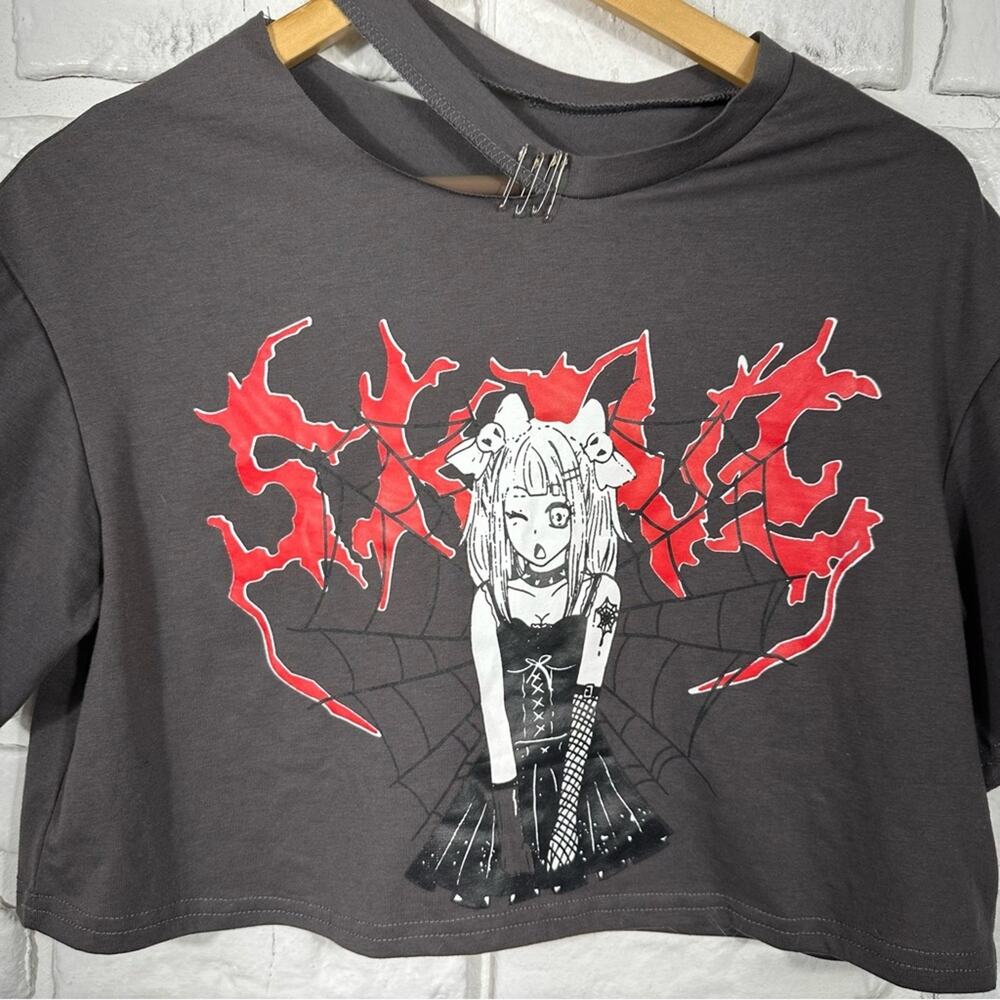 NWT Romwe Anime Girl Boxy Fit Crop Top Size Medium - Picture 7 of 10